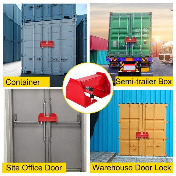 Cargo Container Lock 9.84″-17.32″ Locking Distance Semi Truck Door Locks with 2 Keys Shipping Container Accessories Red Powder-Coated with Spring Lock for Fixed Container(Large Size)  |   Doors & Accessories Doors & Accessories Doors & Accessories