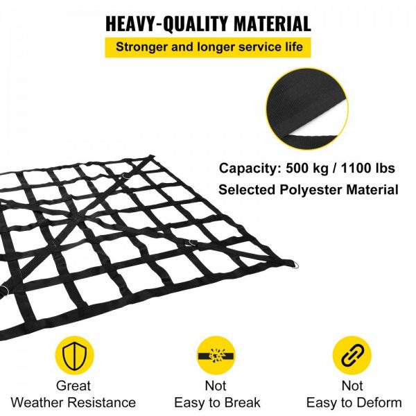 Cargo Net, 4.2′ x 5.5′ Cargo Net for Pickup Truck Bed, Heavy Duty Cargo Nets with Cam Buckles & S-Hooks & Cross Strap, Truck Bed Cargo Net for Trailer SUV Roof Rack (50″ x 66″)  |   Cargo Control Cargo Control Cargo Control