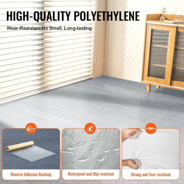 Carpet Protection Film, 24″ x 200′ Floor and Surface Shield with Self Adhesive Backing & Easy Installation, Polyethylene Adhesive Car Mat Protector Roll for Construction & Renovation Transparent |   Building Supplies Building & Construction Building Supplies