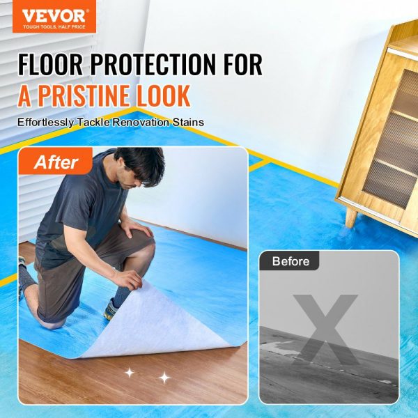 Carpet Protection Film, 40″ x 84′ Floor and Surface Shield, Easy to Cut Simple Installation, Fiber Fabric Car Mat Protection Film Roll for Construction & Renovation,Blue  |   Garage Flooring Mat Building & Construction Building Supplies