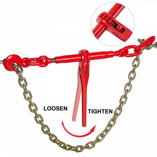 Chain and Binder Kit 3/8in-1/2in, Ratchet Load Binders 9215lbs Working Strength, Ratchet Binders and Chains, 3/8in x 12ft Chains w/ G70 Hooks, for Truck, Tie Down, Hauling, Towing  |   Hoists & Winches & Rigging Hoists & Winches & Rigging Hoists & Winches & Rigging