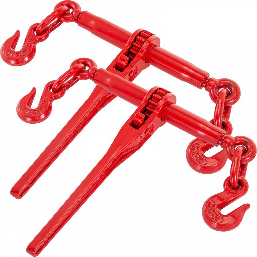 Chain Binder 5/16in x 3/8in, Ratchet Load Binder 6600lbs Capacity, Ratchet Lever Binder w/ G70 Hooks, Adjustable Length, Ratchet Chain Binder for Tie Down, Hauling, Towing, 2-Pack in Red  |   Hoists & Winches & Rigging Hoists & Winches & Rigging Hoists & Winches & Rigging