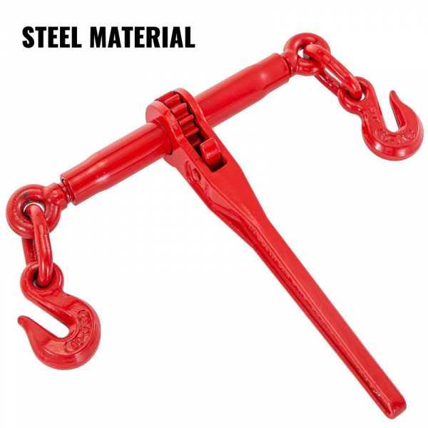 Chain Binder 5/16in x 3/8in, Ratchet Load Binder 6600lbs Capacity, Ratchet Lever Binder w/ G70 Hooks, Adjustable Length, Ratchet Chain Binder for Tie Down, Hauling, Towing, 2-Pack in Red  |   Hoists & Winches & Rigging Hoists & Winches & Rigging Hoists & Winches & Rigging