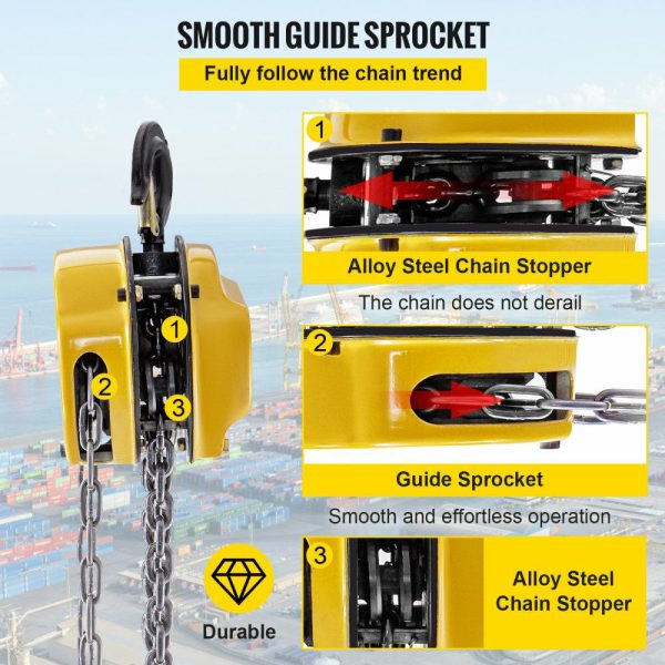 Chain Hoist 2200lbs/1ton Chain Block Hoist Manual Chain Hoist 3m/10ft Block Chain Hand Chain Lifting Hoist w/Two Hooks Chain Pulley Tackle Hoist Winch Lifting Pulling Equipment Yellow  |   Hoists & Winches & Rigging Hoists & Winches & Rigging Hoists & Winches & Rigging