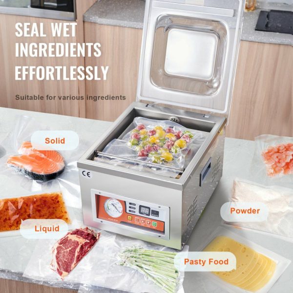 Chamber Vacuum Sealer, 260W Sealing Power, Vacuum Packing Machine for Wet Foods, Meats, Marinades and More, Compact Size with 15.7″ Sealing Length, Applied in Home Kitchen and Commercial Use  |   Filling & Sealing Machine Filling & Sealing Machine Filling & Sealing Machine