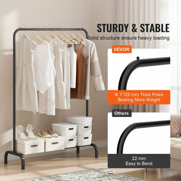 Clothes Rack, Heavy Duty Clothing Garment Rack with Hanging Rod and Bottom Storage Area, Clothing Rack for Bedroom Guest Room  |   Shelving & Storage Material Handling Shelving & Storage