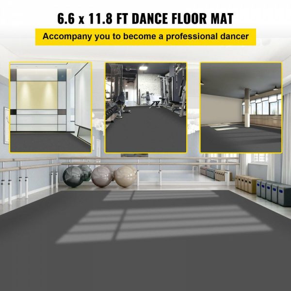 Dance Floor, 6.6×11.8ft Dance Floor Roll, 0.06in Thick PVC Vinyl Dance Floor, Black/Grey Reversible Portable Dance Floor, Non-Slip Dance Flooring, Ballet Dance Floor for Jazz, Pop, Lyrical Style Gray |   Building Supplies Building & Construction Building Supplies