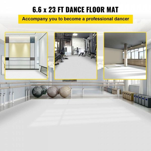 Dance Floor, 6.6x23ft Dance Floor Roll, 0.06in Thick PVC Vinyl Dance Floor, Black/White Reversible Portable Dance Floor, Non-Slip Dance Flooring, Ballet Dance Floor for Jazz, Pop, Lyrical Style White |   Building Supplies Building & Construction Building Supplies