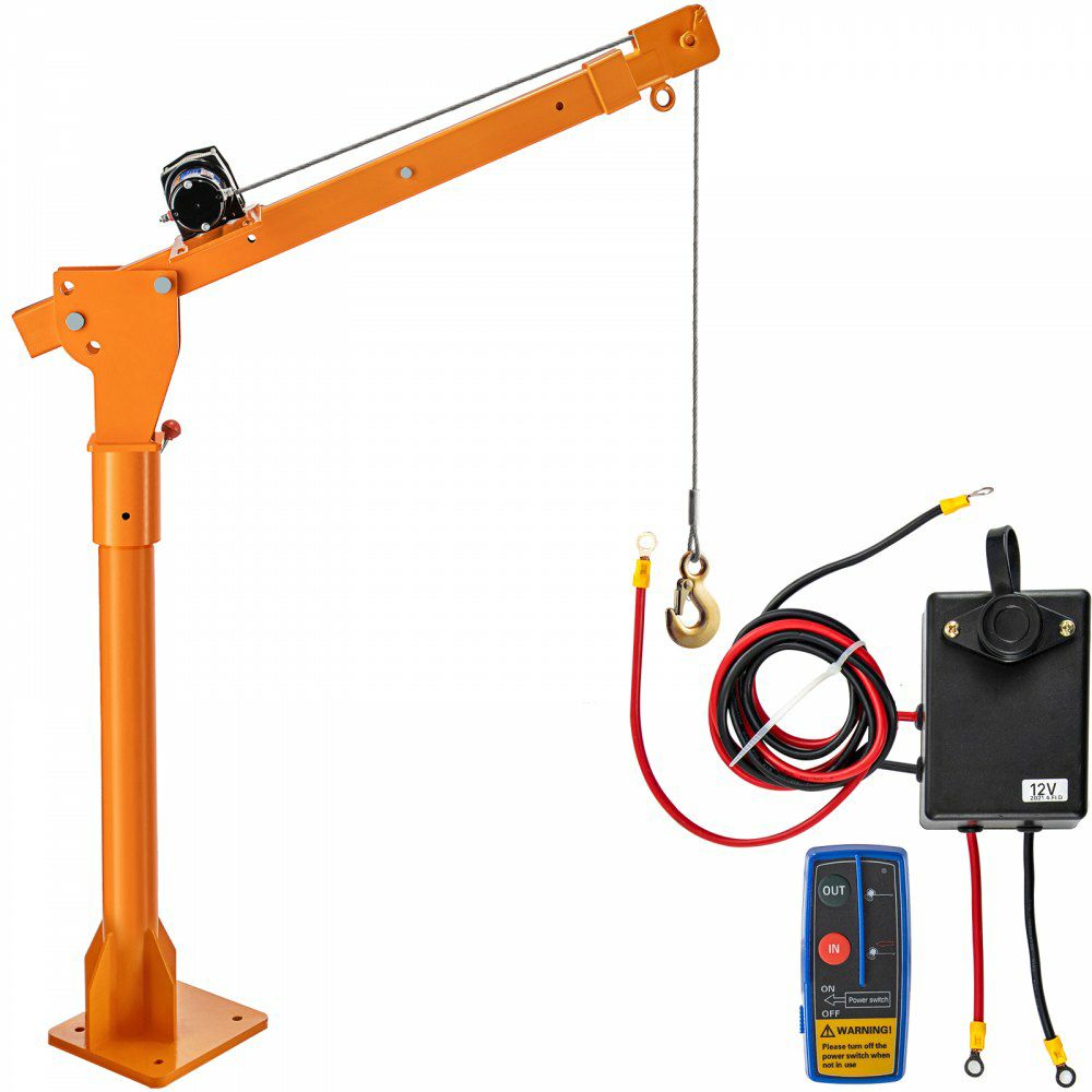 Davit Crane, 2200 lbs Truck Crane, Wireless Remote Control Dock Crane, 12V 360° Swivel Electric Crane for Truck, Crane Hitch for Lifting Goods in Construction, Forestry, Factory, and Transport Yellow |   Hoists & Winches & Rigging Hoists & Winches & Rigging Hoists & Winches & Rigging