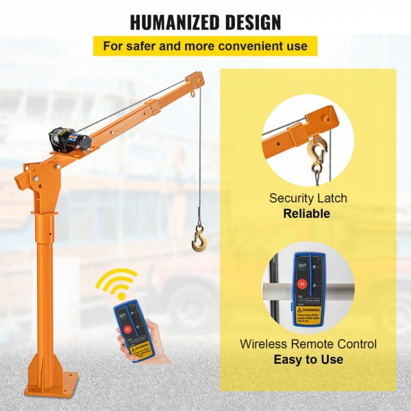 Davit Crane, 2200 lbs Truck Crane, Wireless Remote Control Dock Crane, 12V 360° Swivel Electric Crane for Truck, Crane Hitch for Lifting Goods in Construction, Forestry, Factory, and Transport Yellow |   Hoists & Winches & Rigging Hoists & Winches & Rigging Hoists & Winches & Rigging