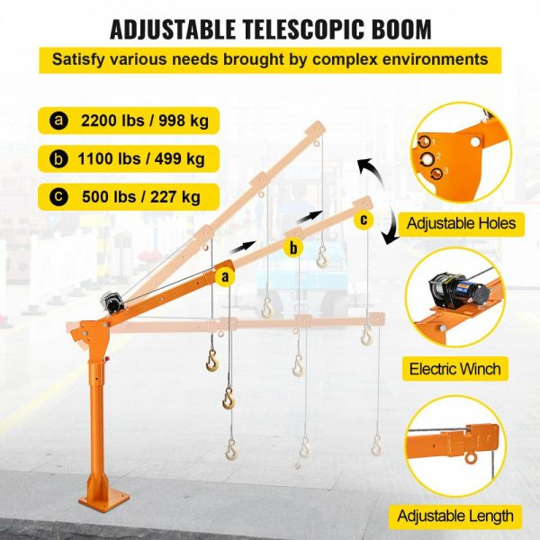 Davit Crane, 2200 lbs Truck Crane, Wireless Remote Control Dock Crane, 12V 360° Swivel Electric Crane for Truck, Crane Hitch for Lifting Goods in Construction, Forestry, Factory, and Transport Yellow |   Hoists & Winches & Rigging Hoists & Winches & Rigging Hoists & Winches & Rigging