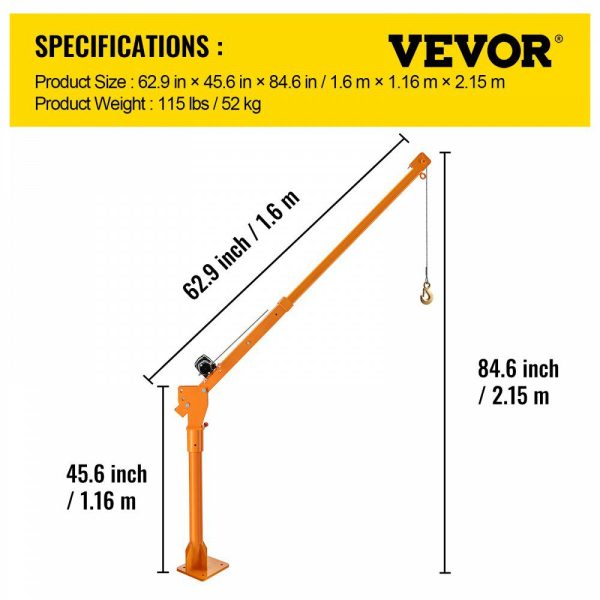 Davit Crane, 2200 lbs Truck Crane, Wireless Remote Control Dock Crane, 12V 360° Swivel Electric Crane for Truck, Crane Hitch for Lifting Goods in Construction, Forestry, Factory, and Transport Yellow |   Hoists & Winches & Rigging Hoists & Winches & Rigging Hoists & Winches & Rigging