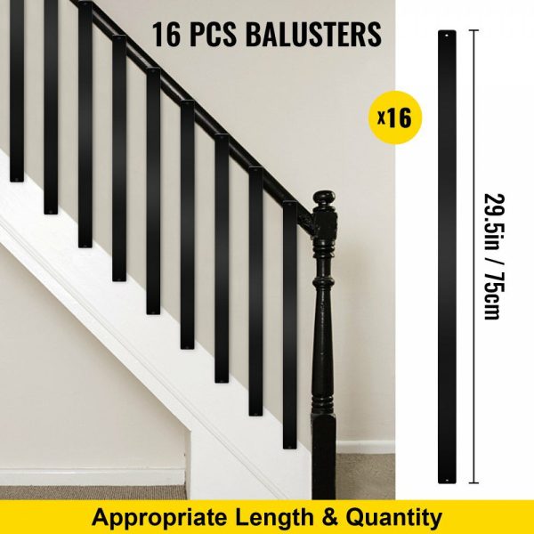 Deck Balusters, 16 Pack Metal Deck Spindles, 29.5″x1″ Staircase Baluster with Screws, Aluminum Alloy Deck Railing for Wood and Composite Deck, Stylish Baluster for Outdoor Stair Deck Porch  |   Building Supplies Building & Construction Building Supplies