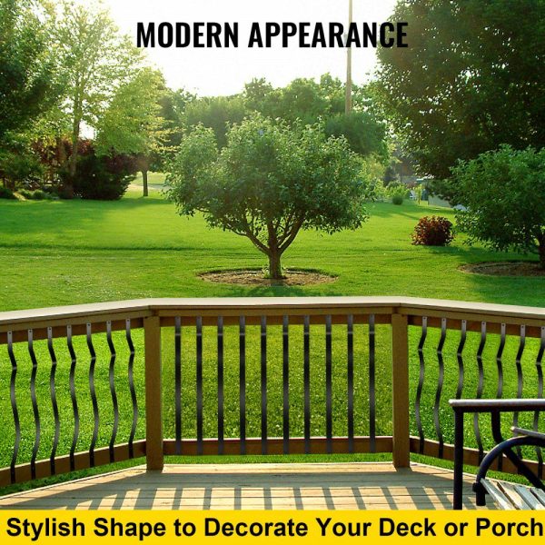 Deck Balusters, 51 Pack Metal Deck Spindles, 32.25″x1″ Staircase Baluster with Screws, Iron Deck Railing for Wood and Composite Deck, Stylish Baluster for Outdoor Stair Deck Porch  |   Building Supplies Building & Construction Building Supplies