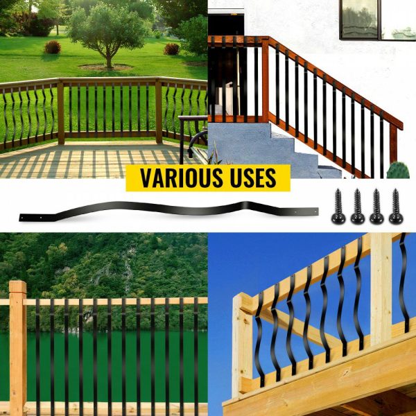 Deck Balusters, 51 Pack Metal Deck Spindles, 32.25″x1″ Staircase Baluster with Screws, Iron Deck Railing for Wood and Composite Deck, Stylish Baluster for Outdoor Stair Deck Porch  |   Building Supplies Building & Construction Building Supplies