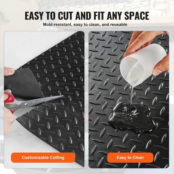 Diamond-Plate Rubber Flooring Roll, 3 mm x 4 ft x 10 ft Garage Floor Mat, SBR Rubber Garage Flooring Roll, Easy to Clean, Diamond Plate Rubber Mat for Under Cars, Garage Industry Gym, Black  |   Building Supplies Building & Construction Building Supplies