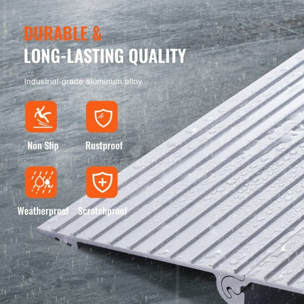 Door Threshold Ramp, 6″ Rise, 800 lbs Load Capacity, Door Ramp for Wheelchairs, Aluminum Threshold Ramp for Doorways, Adjustable Modular Threshold Ramp for Wheelchairs, Scooters, Power Chairs  |   Ramps & Ladders Material Handling Ramps & Ladders