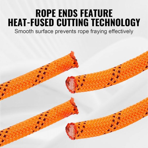 Double Braided Polyester Rope, 1/2 in x 120 ft, 48 Strands, 8000 LBS Breaking Strength Outdoor Climbing Rope, Arborist Rigging Rope for Rock Hiking Camping Swing Rappelling Rescue, Orange/Black  |   Chain & Wire & Rope Chain & Wire & Rope Chain & Wire & Rope