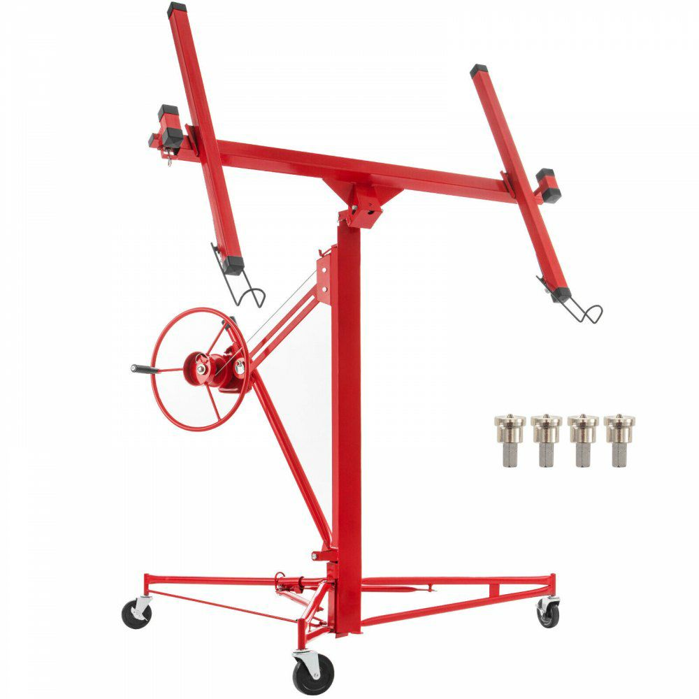 Drywall Rolling Lifter Panel, 11ft Sheetrock Lift Drywall Lift, 150lb Weight Capacity Panel Hoist Jack Tool, Steel Material w/Telescopic Arm & 3 Lockable Wheels, 48×192 in Plasterboard Size  |   Hoists & Winches & Rigging Hoists & Winches & Rigging Hoists & Winches & Rigging