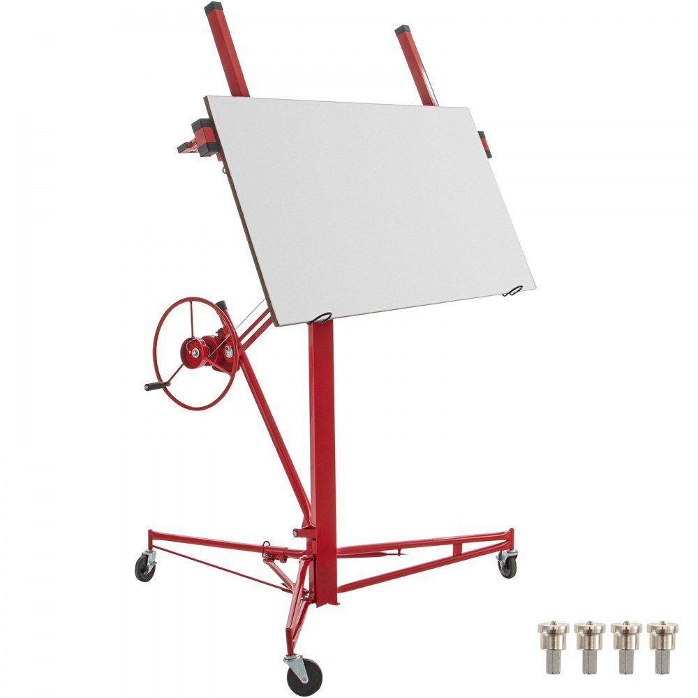 Drywall Rolling Lifter Panel, 16ft Sheetrock Lift Drywall Lift, 150lb Weight Capacity Panel Hoist Jack Tool, Steel Material w/Telescopic Arm & 3 Lockable Wheels, 48×192 in Plasterboard Size  |   Hoists & Winches & Rigging Hoists & Winches & Rigging Hoists & Winches & Rigging