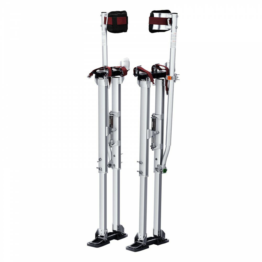 Drywall Stilts, 36”-50” Adjustable Aluminum Tool Stilts with Protective Knee Pads, Durable and Non-slip Work Stilts for Sheetrock Painting, Walking, Taping, Silver Silver |   Building Supplies Building & Construction Building Supplies