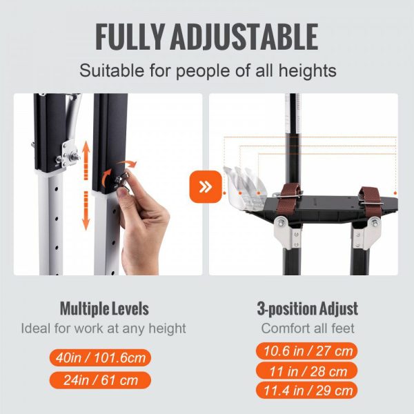 Drywall Stilts Aluminum Tool Stilts 24”-40” Adjustable Painting Black Black |   Building Supplies Building & Construction Black