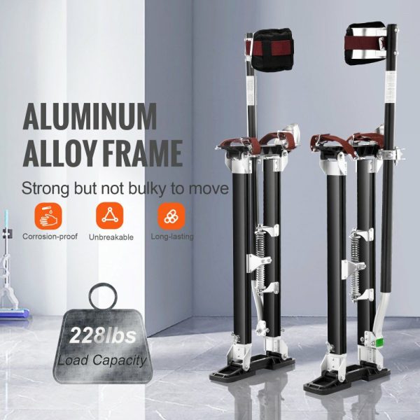 Drywall Stilts Aluminum Tool Stilts 24”-40” Adjustable Painting Black Black |   Building Supplies Building & Construction Black