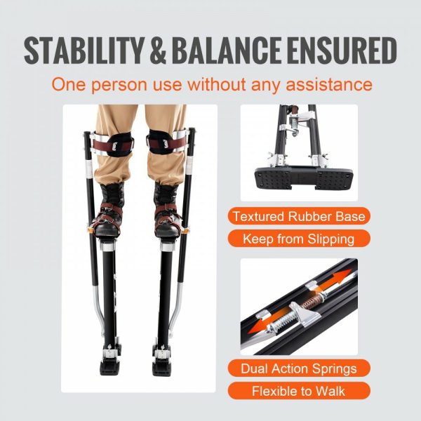 Drywall Stilts Aluminum Tool Stilts 24”-40” Adjustable Painting Black Black |   Building Supplies Building & Construction Black