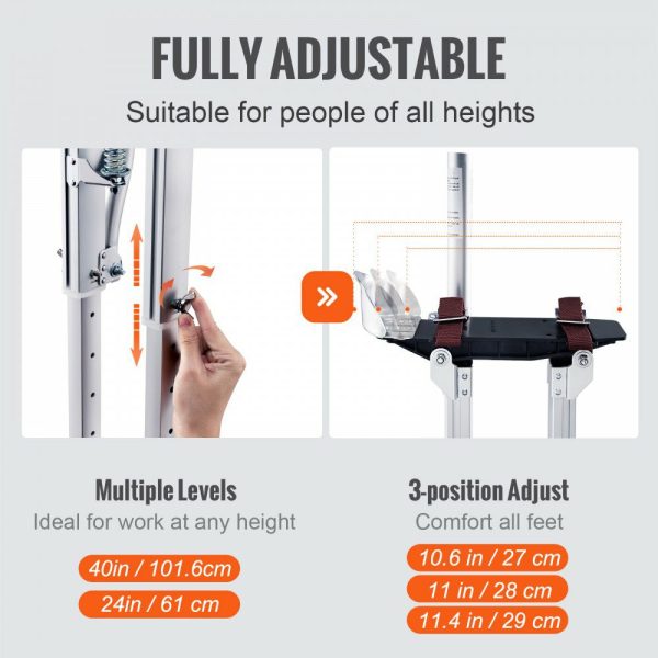 Drywall Stilts Aluminum Tool Stilts 24”-40” Adjustable Painting Silver Silver |   Building Supplies Building & Construction Building Supplies