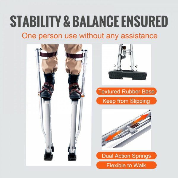 Drywall Stilts Aluminum Tool Stilts 24”-40” Adjustable Painting Silver Silver |   Building Supplies Building & Construction Building Supplies