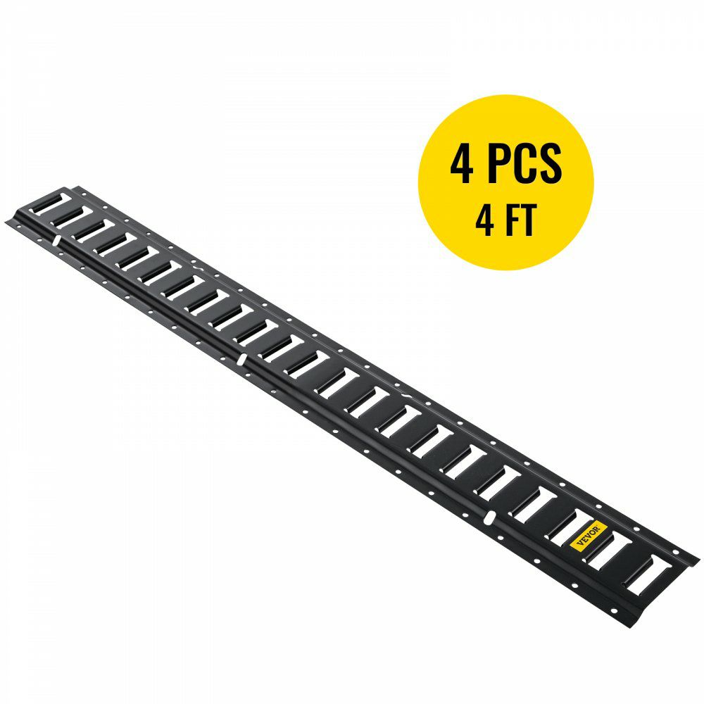 E-Track Tie-Down Rail, 4PCS 4-FT Steel Rails w/Standard 1″x2.5″ Slots, Compatible with O and D Rings & Tie-Offs and Ratchet Straps & Hooked Chains, for Cargo and Heavy Equipment Securing  |   Cargo Control Cargo Control Cargo Control