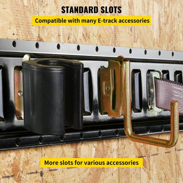 E-Track Tie-Down Rail, 4PCS 5-FT Steel Rails w/Standard 1″x2.5″ Slots, Compatible with O and D Rings & Tie-Offs and Ratchet Straps & Hooked Chains, for Cargo and Heavy Equipment Securing  |   Cargo Control Cargo Control Cargo Control