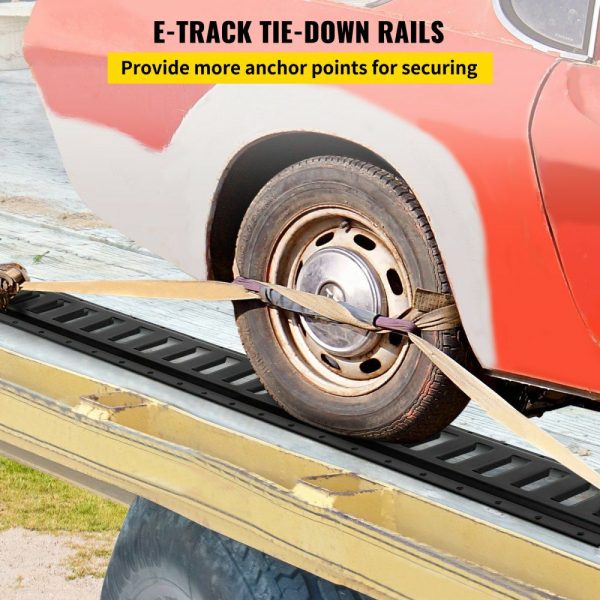 E-Track Tie-Down Rail, 4PCS 8-FT Steel Rails w/Standard 1″x2.5″ Slots, Compatible with O and D Rings & Tie-Offs and Ratchet Straps & Hooked Chains, for Cargo and Heavy Equipment Securing  |   Cargo Control Cargo Control Cargo Control