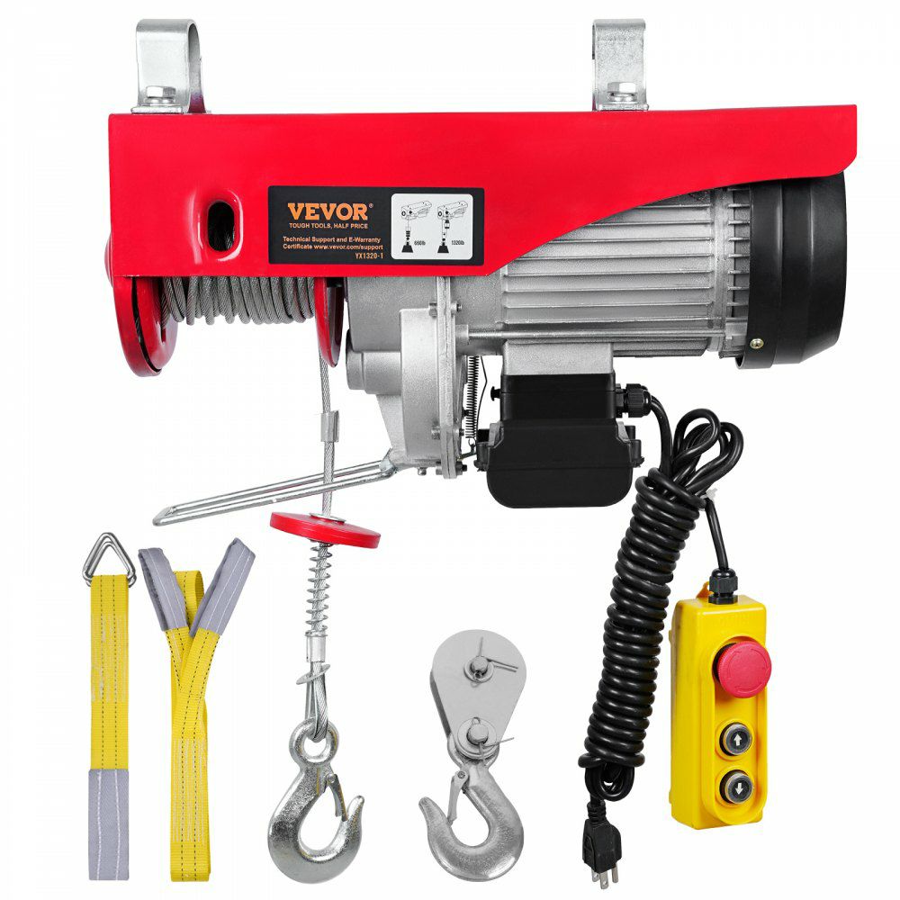 Electric Hoist, 1320 lbs Lifting Capacity, 1150W 110V Electric Steel Wire Winch with 14ft Wired Remote Control, 40ft Single Cable Lifting Height & Pure Copper Motor, for Garage Warehouse Factory  |   Hoists & Winches & Rigging Hoists & Winches & Rigging Hoists & Winches & Rigging