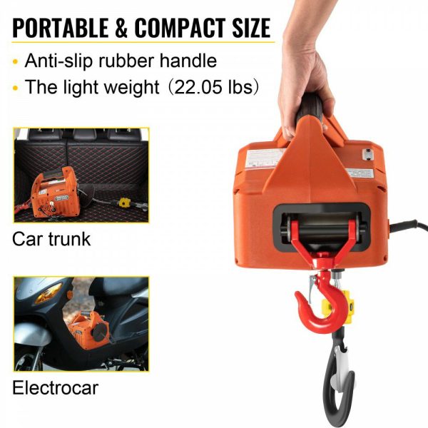 Electric Hoist Winch, 1100lbs Portable Electric Winch, 1500W 110V Power Winch Crane, 25ft Lifting Height, w/Wireless Remote Control and Overload Protection for Garages Warehouse Lifting Towing  |   Hoists & Winches & Rigging Hoists & Winches & Rigging Hoists & Winches & Rigging