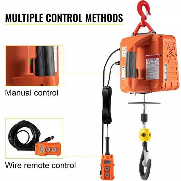 Electric Hoist Winch, 1500W 110V Portable Winch Crane with 1100lbs Lift Capacity & 25ft Lifting Height, Material Handling Tool w/Wire Remote Controller, for Garage, Warehouses, Factories  |   Hoists & Winches & Rigging Hoists & Winches & Rigging Hoists & Winches & Rigging