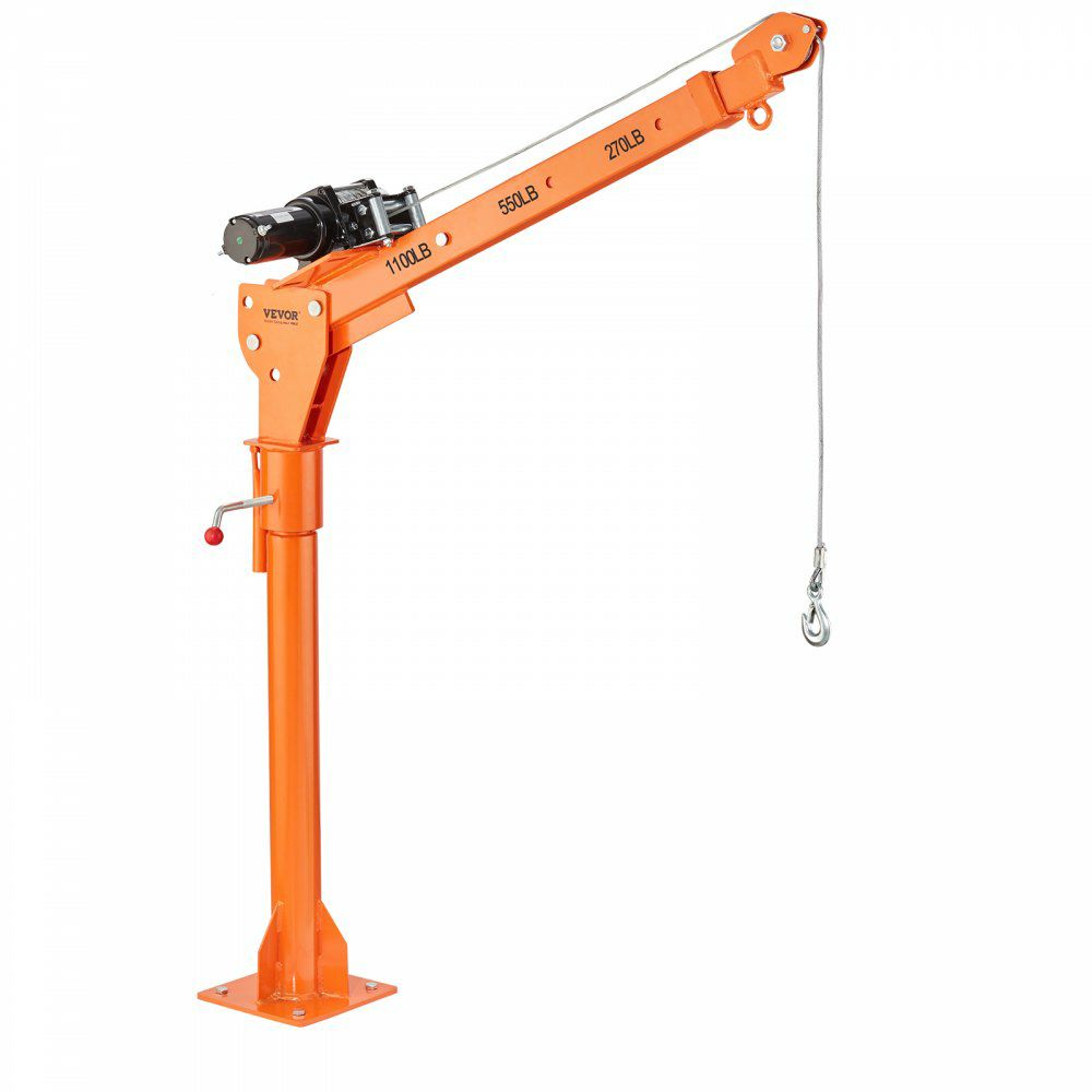 Electric Pickup Truck Crane, 1100 lbs Capacity, 360° Swivel, Truck Jib Crane Hoist with Three Boom Capacities of 275 lbs, 550 lbs & 1100 lbs, for Lifting Goods in Construction, Forestry, Factory  |   Hoists & Winches & Rigging Hoists & Winches & Rigging Hoists & Winches & Rigging