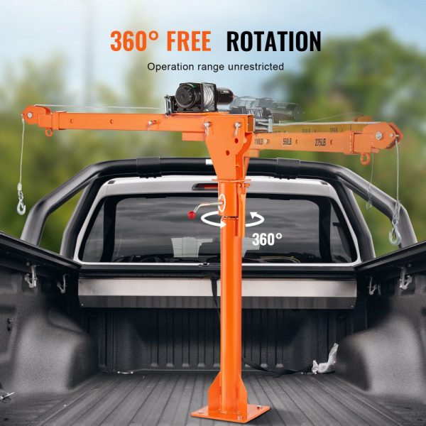 Electric Pickup Truck Crane, 1100 lbs Capacity, 360° Swivel, Truck Jib Crane Hoist with Three Boom Capacities of 275 lbs, 550 lbs & 1100 lbs, for Lifting Goods in Construction, Forestry, Factory  |   Hoists & Winches & Rigging Hoists & Winches & Rigging Hoists & Winches & Rigging