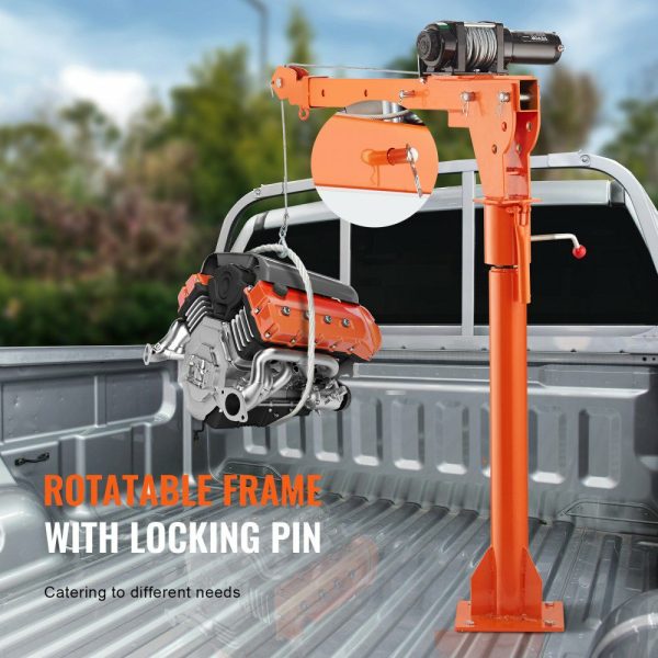 Electric Pickup Truck Crane, 1100 lbs Capacity, 360° Swivel, Truck Jib Crane Hoist with Three Boom Capacities of 275 lbs, 550 lbs & 1100 lbs, for Lifting Goods in Construction, Forestry, Factory  |   Hoists & Winches & Rigging Hoists & Winches & Rigging Hoists & Winches & Rigging