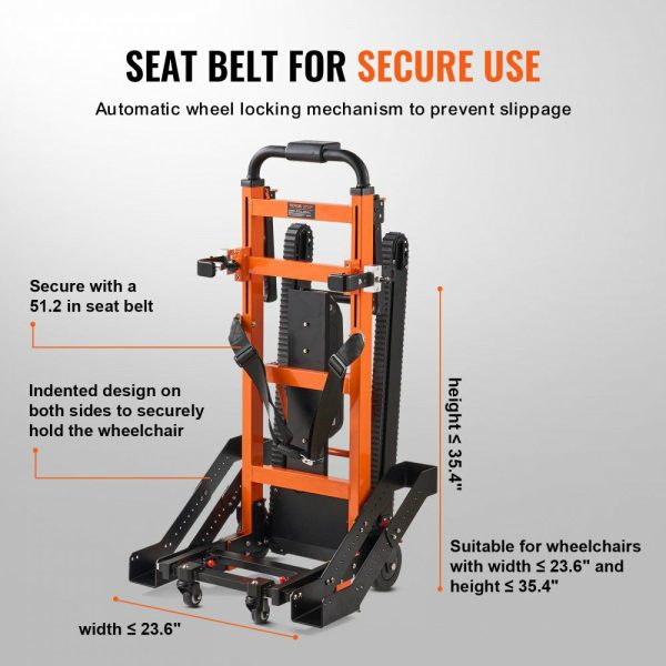 Electric Stair Climbing Hand Truck, 450 lbs Load Capacity, Battery Operated Stair Trolley for Wheelchairs, Folding Stair Climbing Dolly Ambulance Firefighter Evacuation Use for Elderly, Disabled  |   Carts & Trucks Carts & Trucks Carts & Trucks