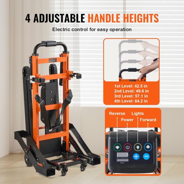 Electric Stair Climbing Hand Truck, 450 lbs Load Capacity, Battery Operated Stair Trolley for Wheelchairs, Folding Stair Climbing Dolly Ambulance Firefighter Evacuation Use for Elderly, Disabled  |   Carts & Trucks Carts & Trucks Carts & Trucks