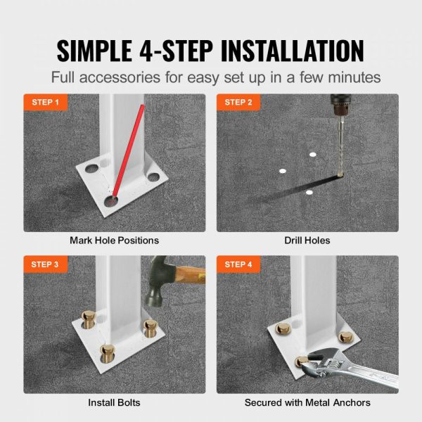 Fit 3 or 4 Steps Outdoor Stair Railing, Handrails for Outdoor Steps, Picket#3 Wrought Iron Handrail, Flexible Porch Railing, White Transitional Handrails for Concrete Steps or Wooden Stairs  |   Building Supplies Building & Construction Building Supplies