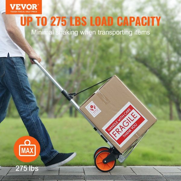 Folding Hand Truck, 275 lbs Load Capacity, Aluminum Portable Cart, Convertible Hand Truck and Dolly with Telescoping Handle and PP+TPR Wheels, Ultra Lightweight Super Strong for Moving Warehouse  |   Carts & Trucks Carts & Trucks Carts & Trucks