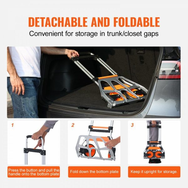 Folding Hand Truck, 275 lbs Load Capacity, Aluminum Portable Cart, Convertible Hand Truck and Dolly with Telescoping Handle and PP+TPR Wheels, Ultra Lightweight Super Strong for Moving Warehouse  |   Carts & Trucks Carts & Trucks Carts & Trucks