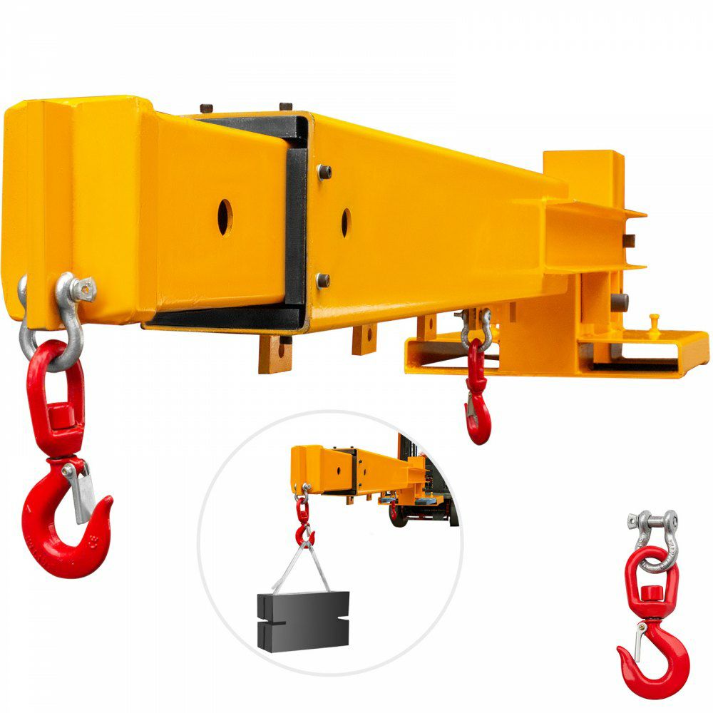 Forklift Mobile Crane 6000lbs/3T Capacity, Forklift Crane Attachment 2 Hooks, Forklift Lifting Hoist w/ Truss Jib Boom, Forklift Extension, Forklift Boom Attachment Towing Handling Equipment  |   Pallet Moving Equipment & Accessories Material Handling Pallet Moving Equipment & Accessories