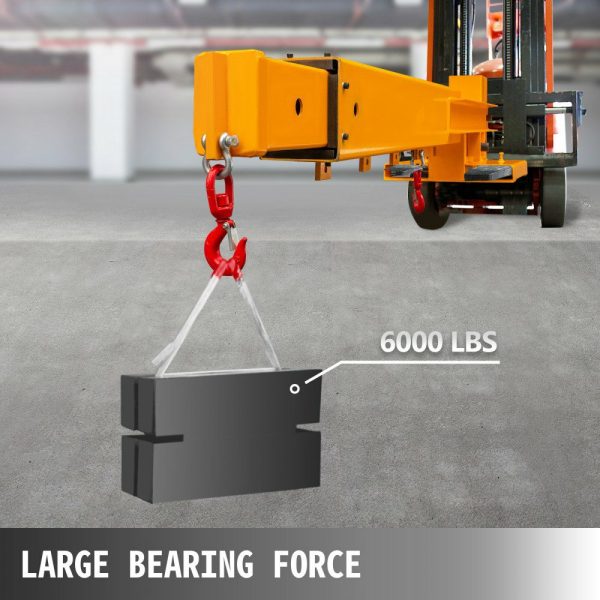 Forklift Mobile Crane 6000lbs/3T Capacity, Forklift Crane Attachment 2 Hooks, Forklift Lifting Hoist w/ Truss Jib Boom, Forklift Extension, Forklift Boom Attachment Towing Handling Equipment  |   Pallet Moving Equipment & Accessories Material Handling Pallet Moving Equipment & Accessories