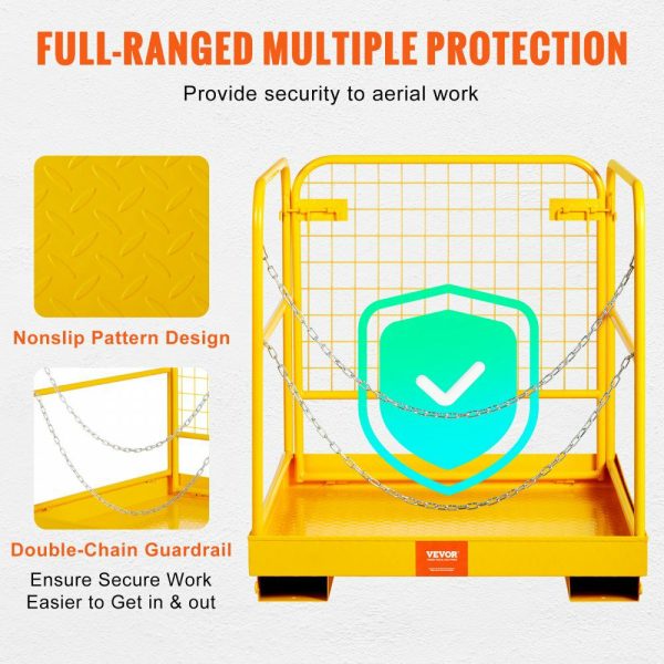 Forklift Safety Cage Work Platform 36X36in 1200lbs Foldable for Aerial Job  |   Pallet Moving Equipment & Accessories Material Handling Pallet Moving Equipment & Accessories