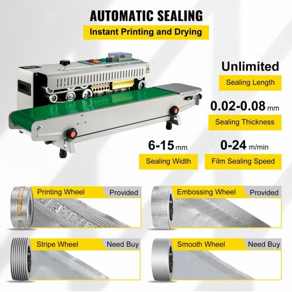 FR-900 Continuous Band Sealer, Automatic Horizontal Band Sealer 110V, Continuous Sealing Machine Temperature Control, Bag Sealer Machine for PVC Bags Films  |   Filling & Sealing Machine Filling & Sealing Machine Filling & Sealing Machine