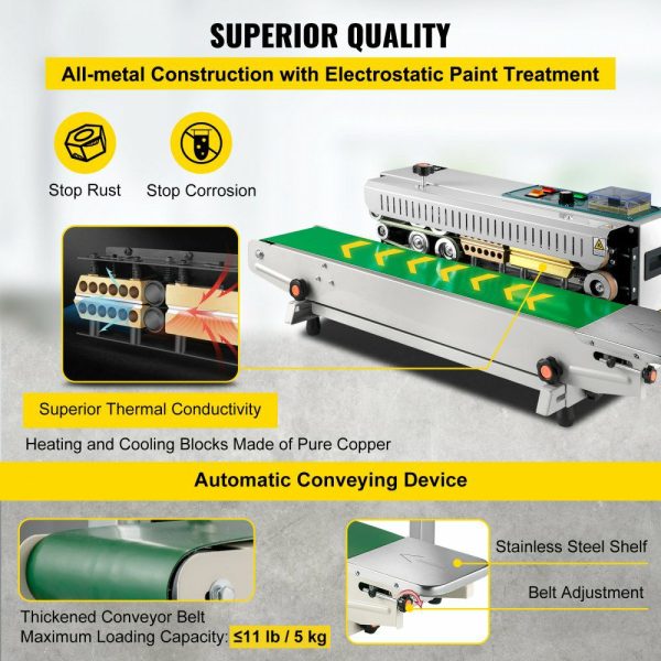 FR-900 Continuous Band Sealer, Automatic Horizontal Band Sealer 110V, Continuous Sealing Machine Temperature Control, Bag Sealer Machine for PVC Bags Films  |   Filling & Sealing Machine Filling & Sealing Machine Filling & Sealing Machine