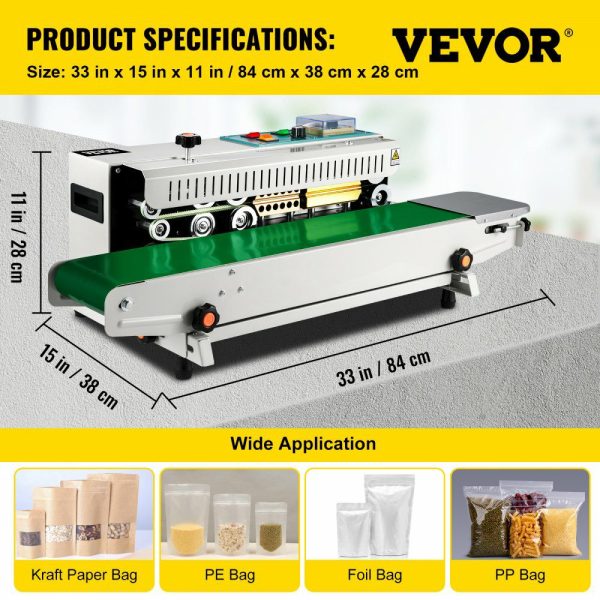 FR-900 Continuous Band Sealer, Automatic Horizontal Band Sealer 110V, Continuous Sealing Machine Temperature Control, Bag Sealer Machine for PVC Bags Films  |   Filling & Sealing Machine Filling & Sealing Machine Filling & Sealing Machine